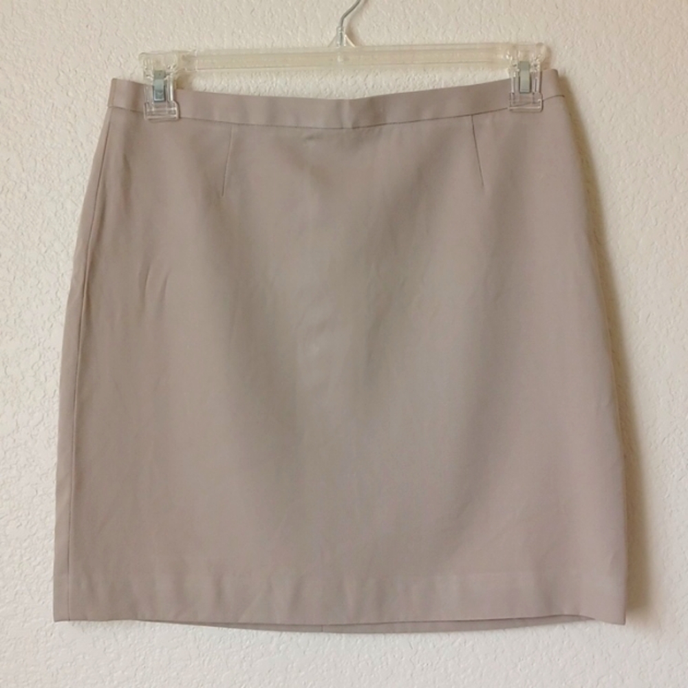 J Crew 100% Wool Fully Lined Mini Pencil Skirt, Tan, Womens Size 12 Petite